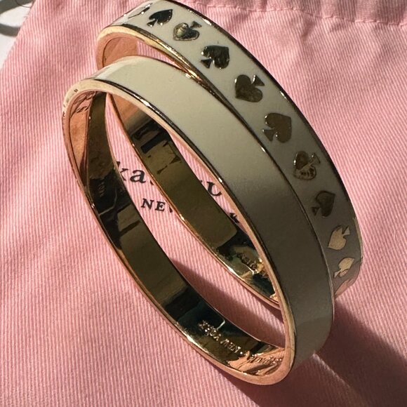 Kate Spade Bangle Set – Cream/Gold w/ Dust Bag - Picture 1 of 6